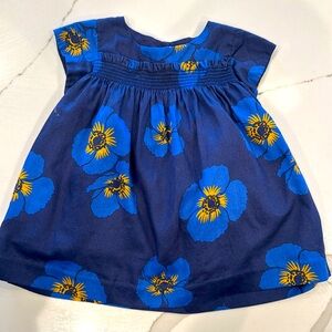 TEA COLLECTION Navy Blue Floral Smocked Baby Girl Dress 6-9 mo